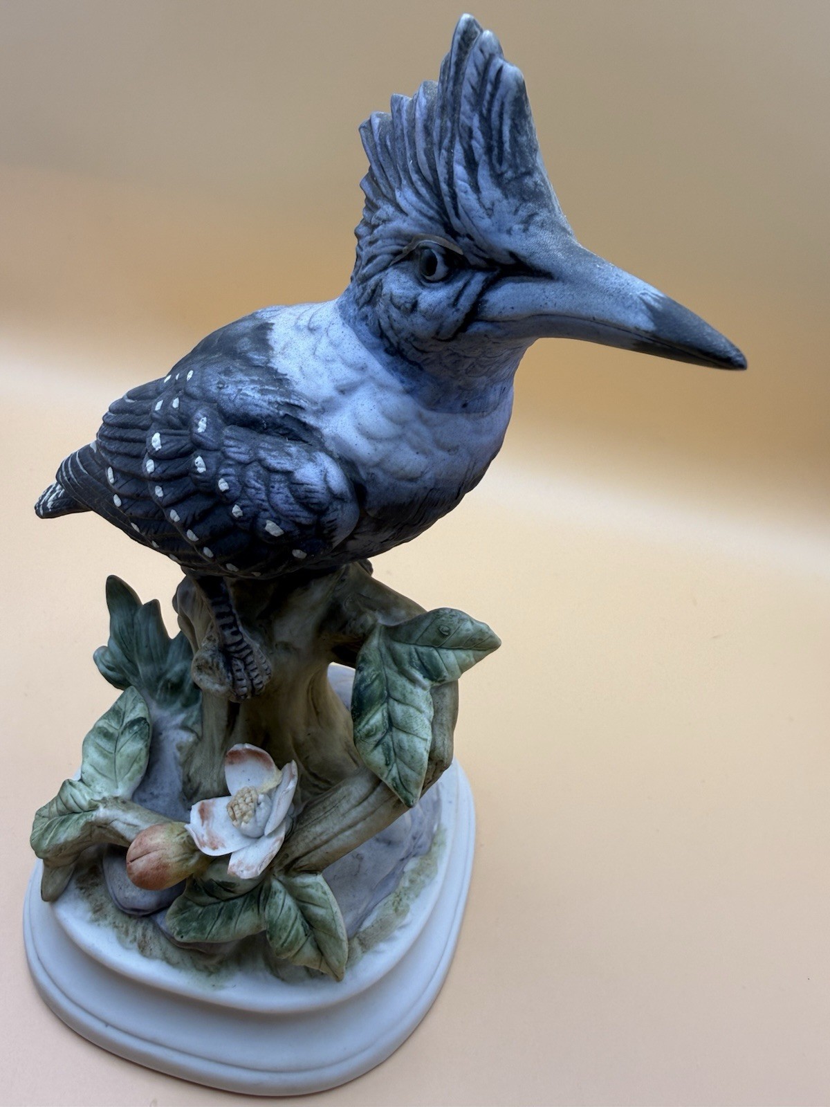 J Byron Belted Kingfisher Bird Figurine Hand Painted Wildlife Sculpture