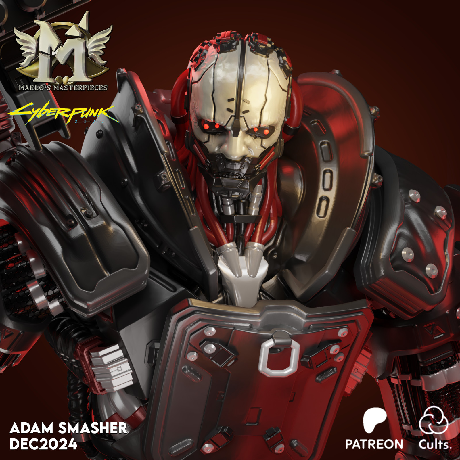 Adam Smasher Figurine Cyberpunk 2077 Hand Painted Model / DIY Kit 32 pcs