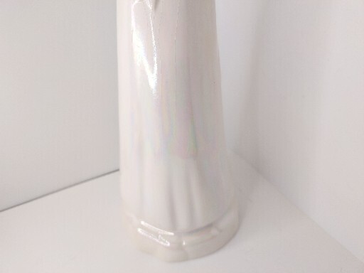 Vtg Ceramic Duncan Mold Missy Girl W/Rose Handmade Iridescent Hand Painted 1980s
