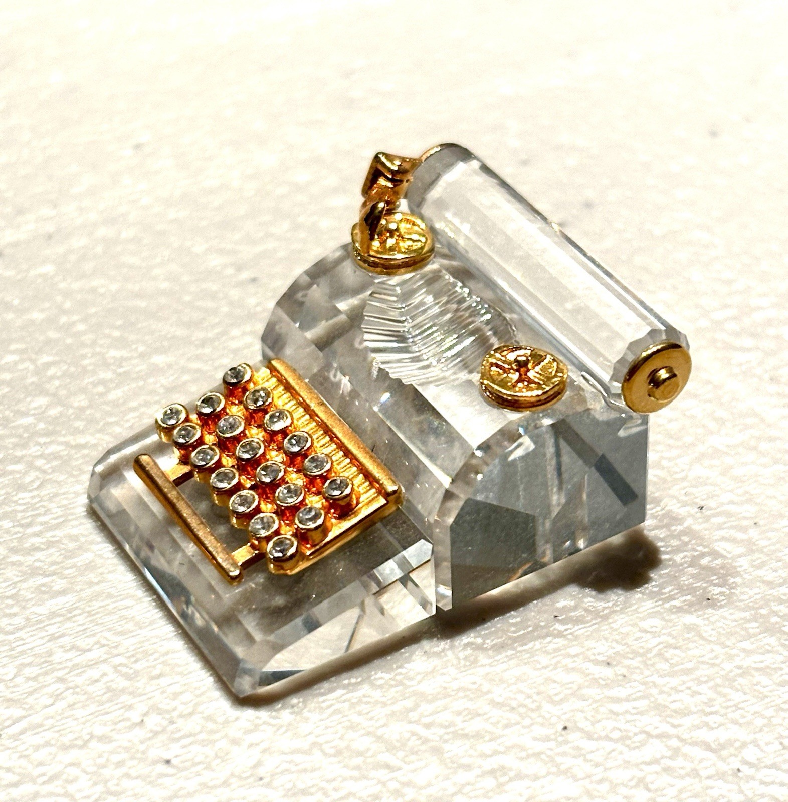 Swarovski Crystal Memories Typewriter faceted crystal w 18k gold-plated metal