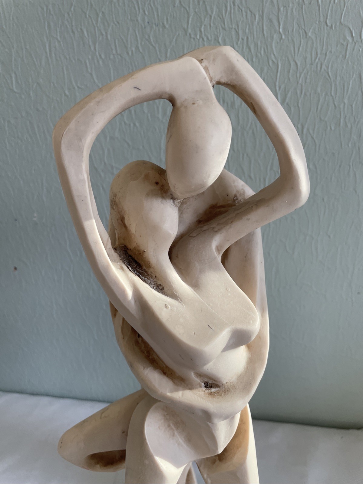 Abstract Art Mexico Nude Dance Couple Embrace Figure Decor Vintage Sculpture 14”