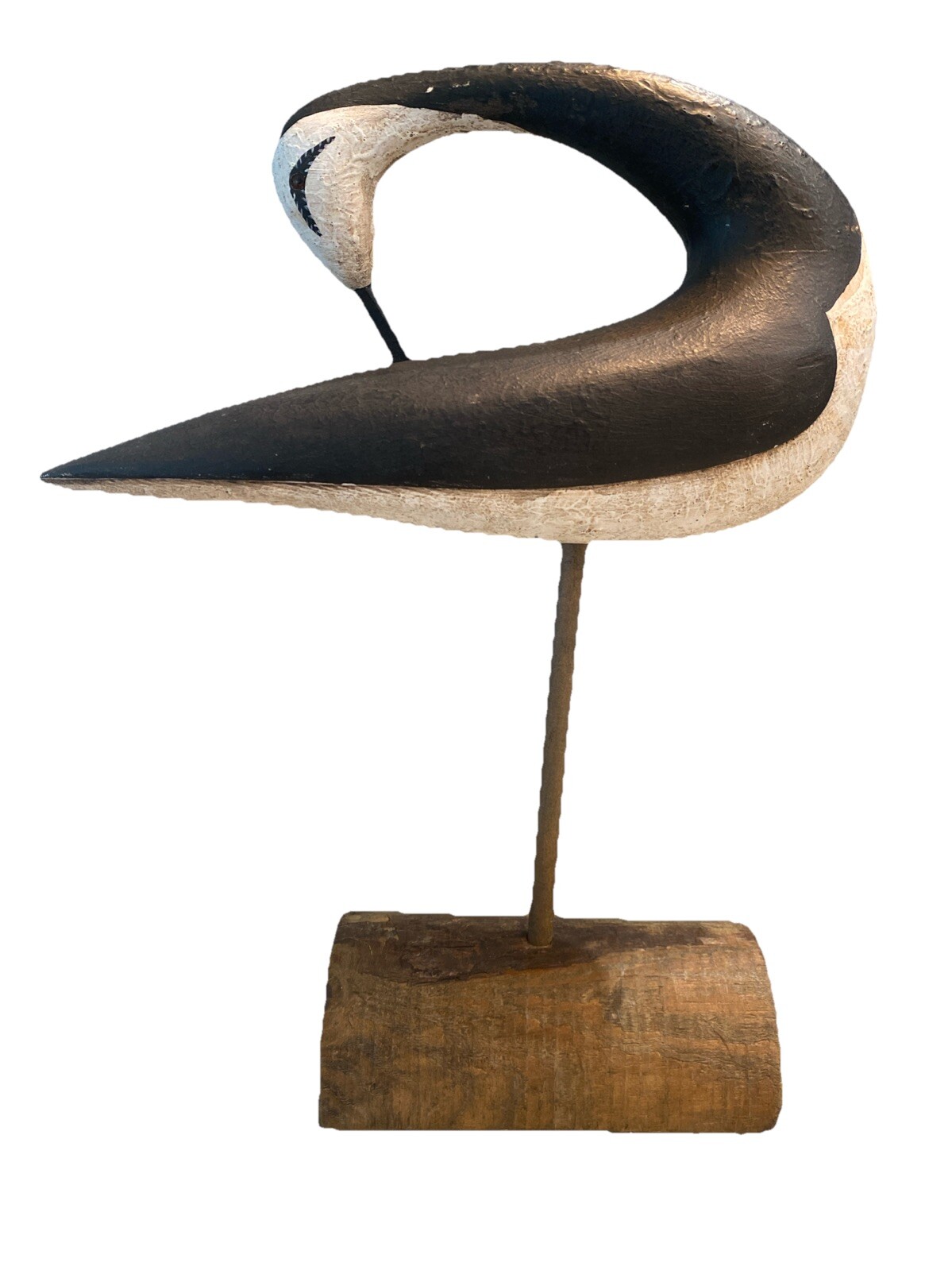 Rare Vintage Hand Carved Solid Wood Swan Shorebird Figure Signed J.D.O. 1985