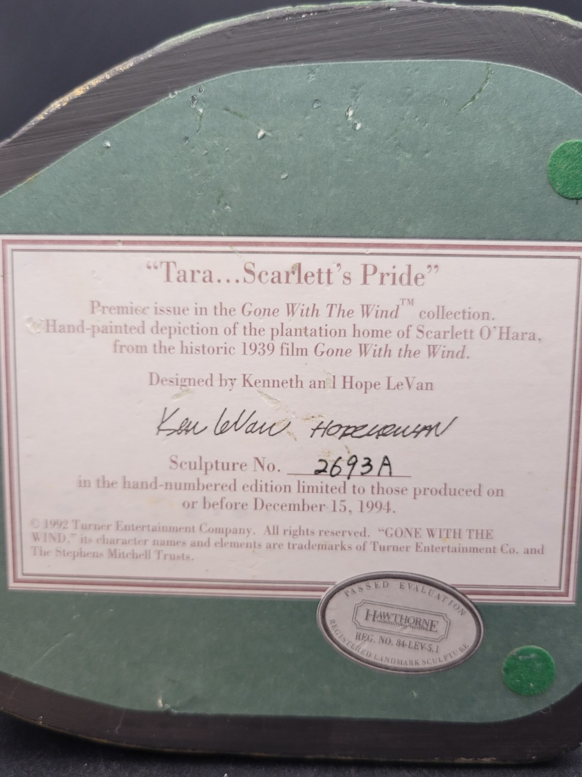 GWTW “Tara Scarlett’s Pride” Figurine LeVan 1994 Turner Collectible CottageCore