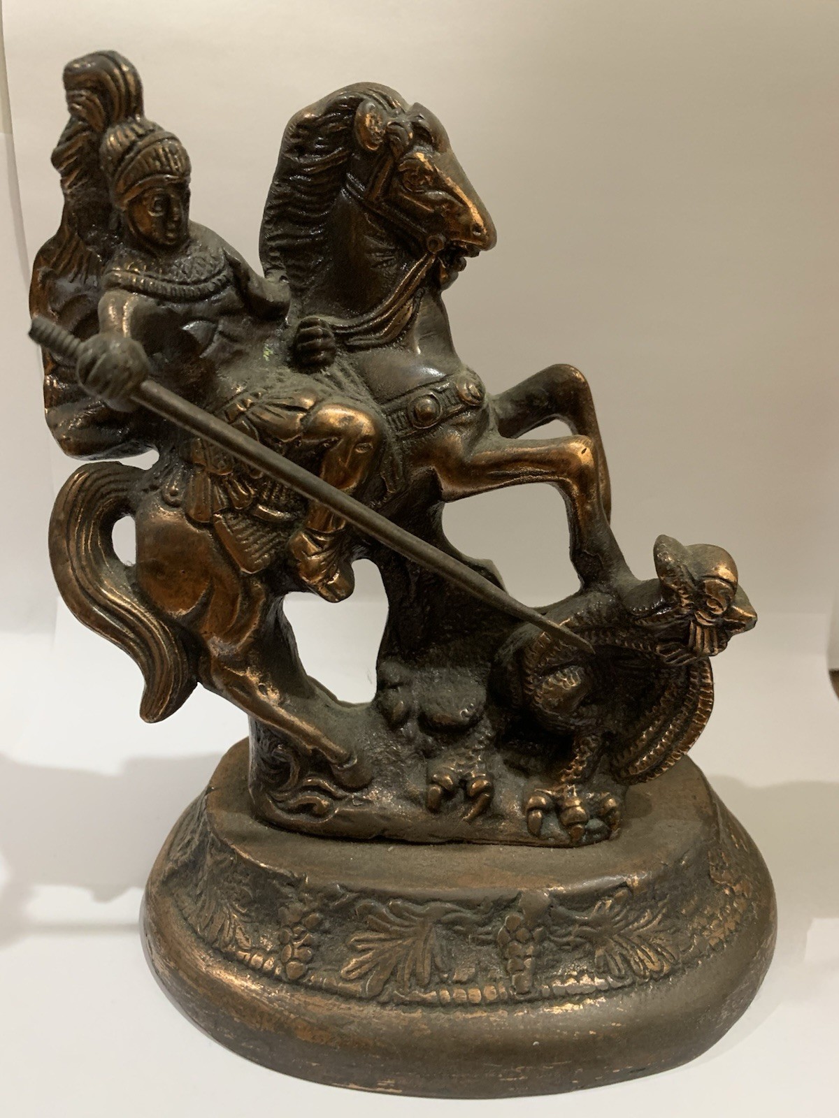 Antique Bronze Metal Knight on Horseback Figurine European Historical Decor
