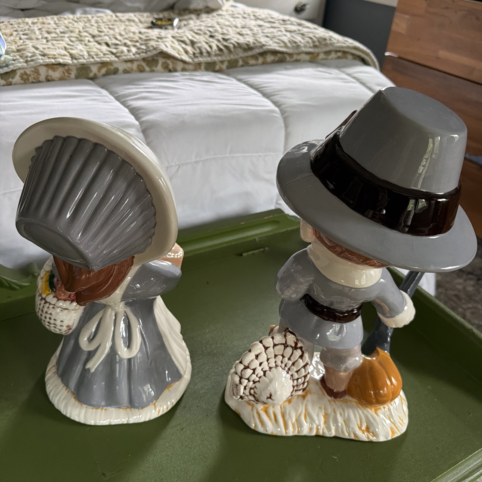 Pair of Ceramic Pilgrim FIgures, Pilgrim with Wife 1960s