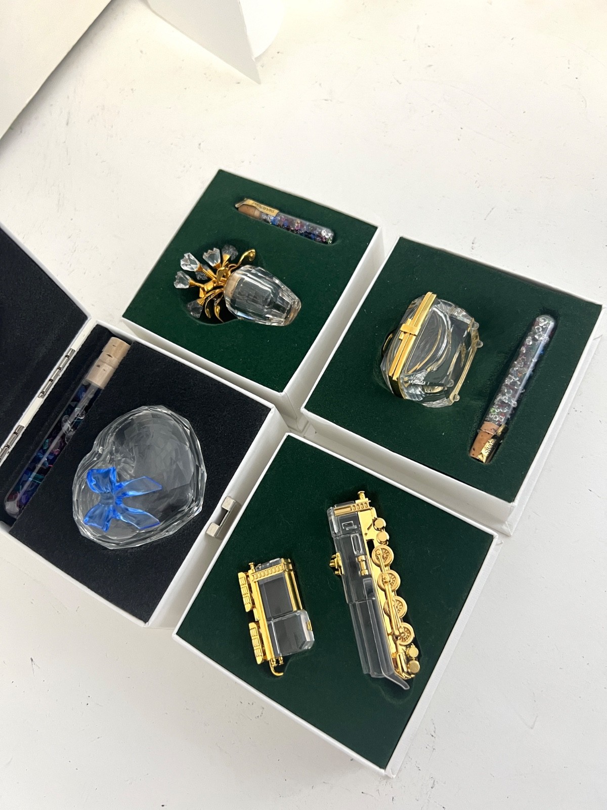 Swarovski 4 Pieces Crystal Miniature Figurines with Gold Accent- Collection # 25