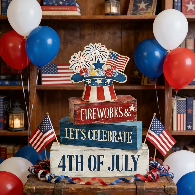 Let’s Celebrate 4th of July Tabletop Decor 7″