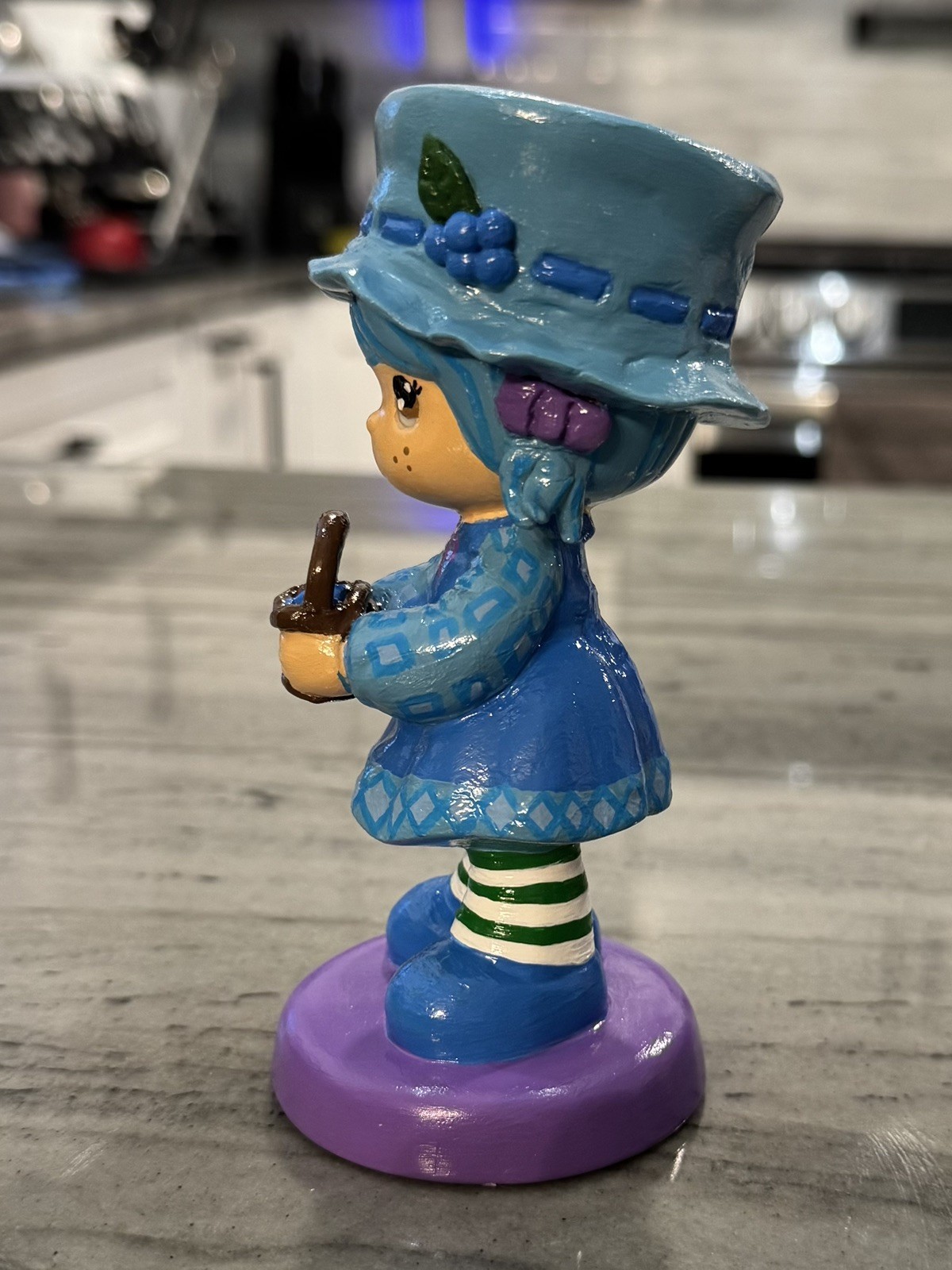 Precious Moments altered into Blueberry Muffin 1980’s Strawberry Shortcake