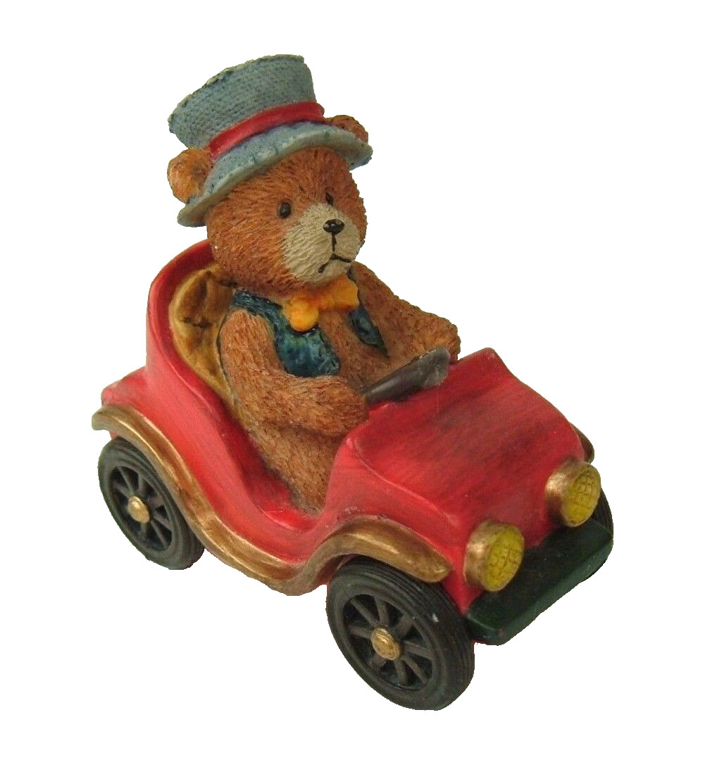 Russ Berrie Bears From The Past Figurine Bear Driving Convertible Vtg Car