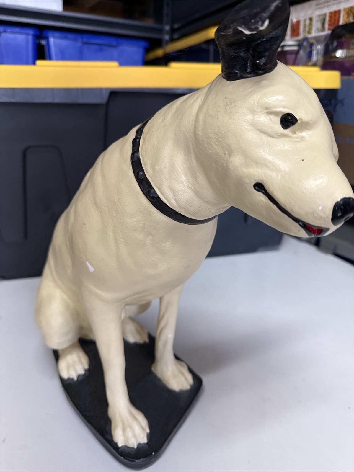 Vintage RCA Advertising Nipper Dog Chalkware Statue Jack Russell Terrier 14.5″!