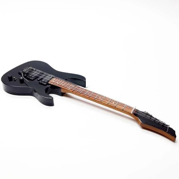 25cm Miniature Guitar Mahogany Wood Handmade Collectible Home Decor + Free Stand