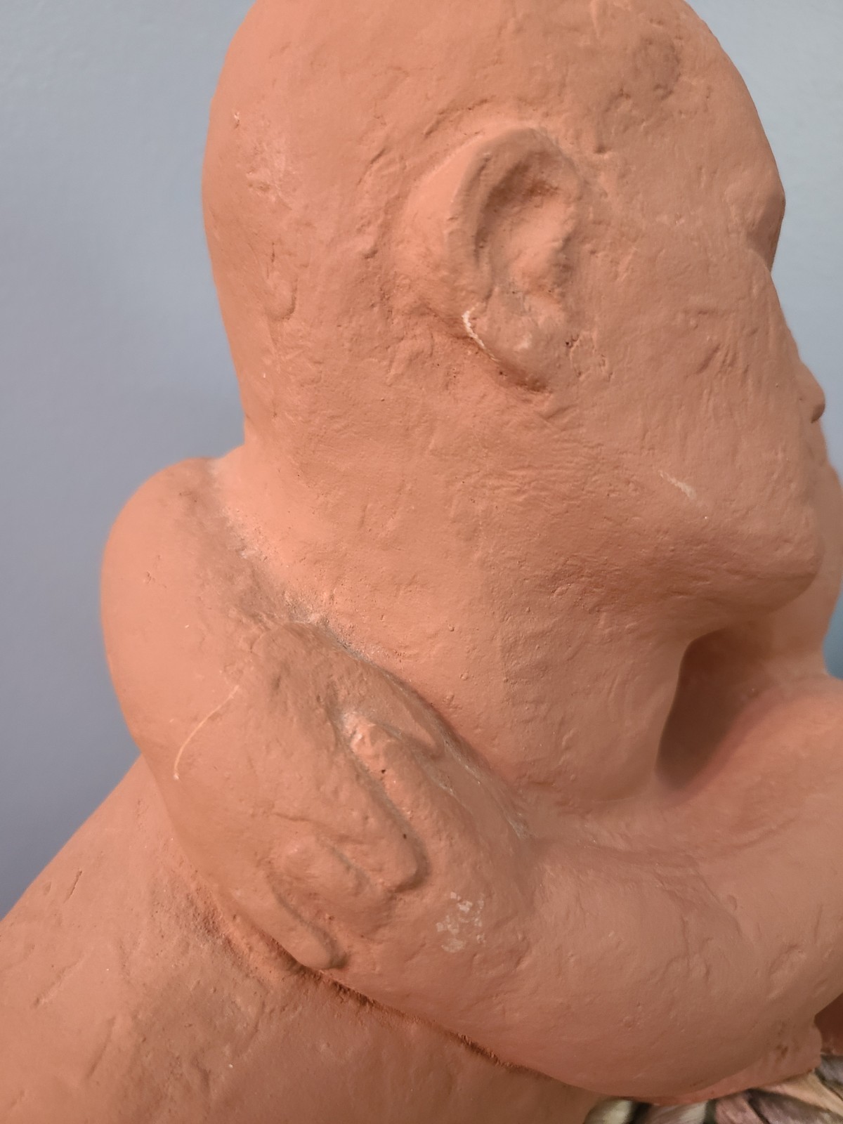 VTG modern clay sculpture Father and daughter Signed Klara Sever USA