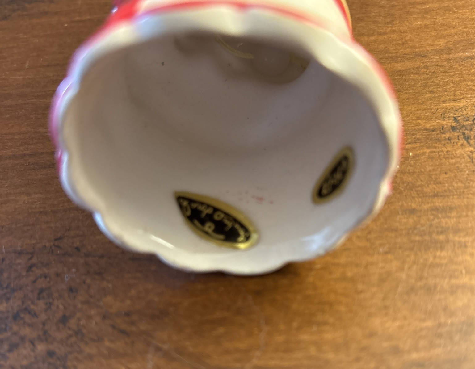 Josef Originals Christmas Dog Bell Made in Korea wearing santa hat