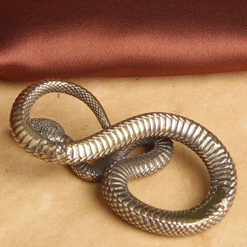 Brass Snake Figurine Statue Home Office Table Decoration Animal Figurines Toys