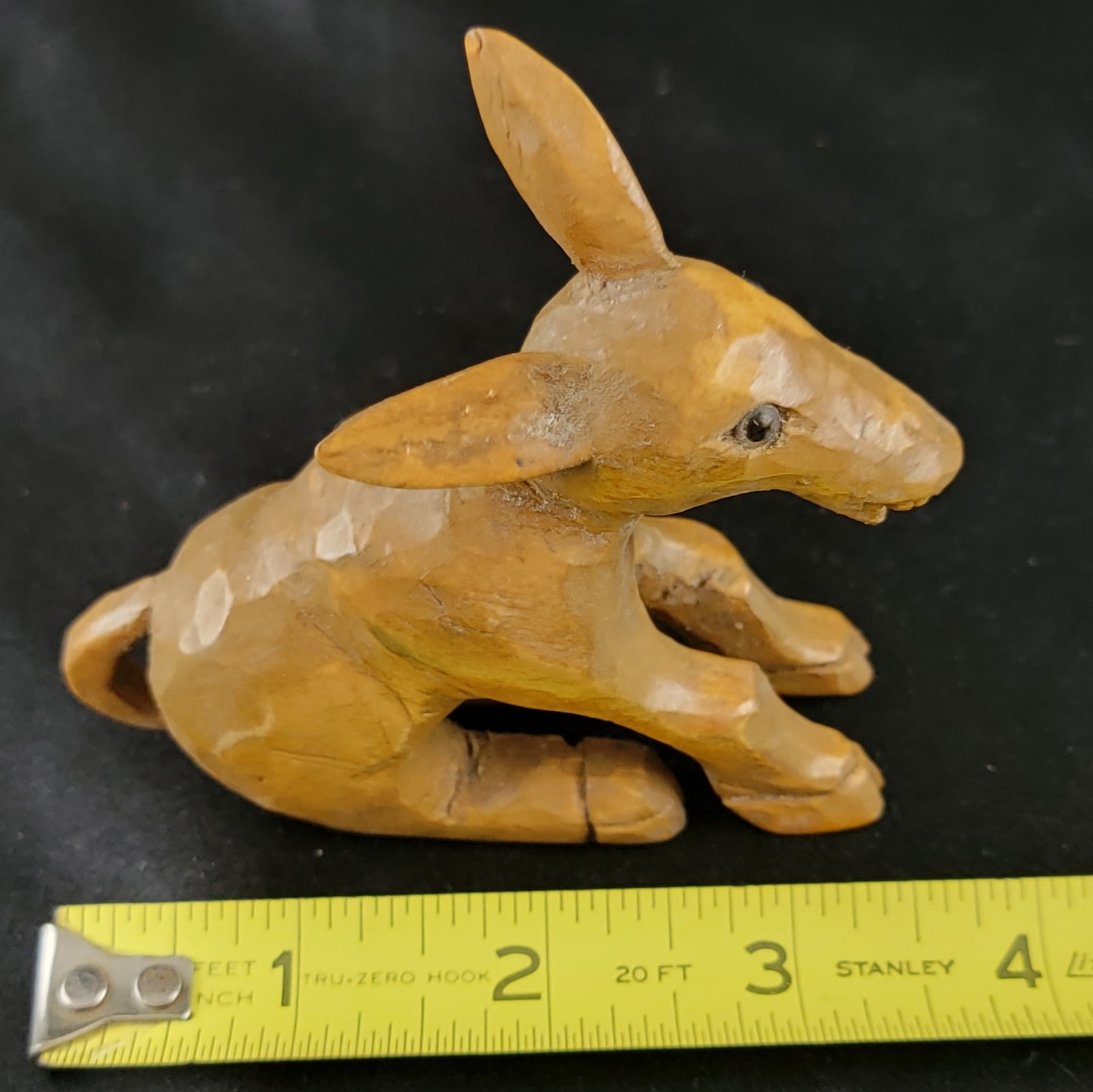 Vintage Carved Wood Figurine Laughing Donkey Mule Jackass 3.5in