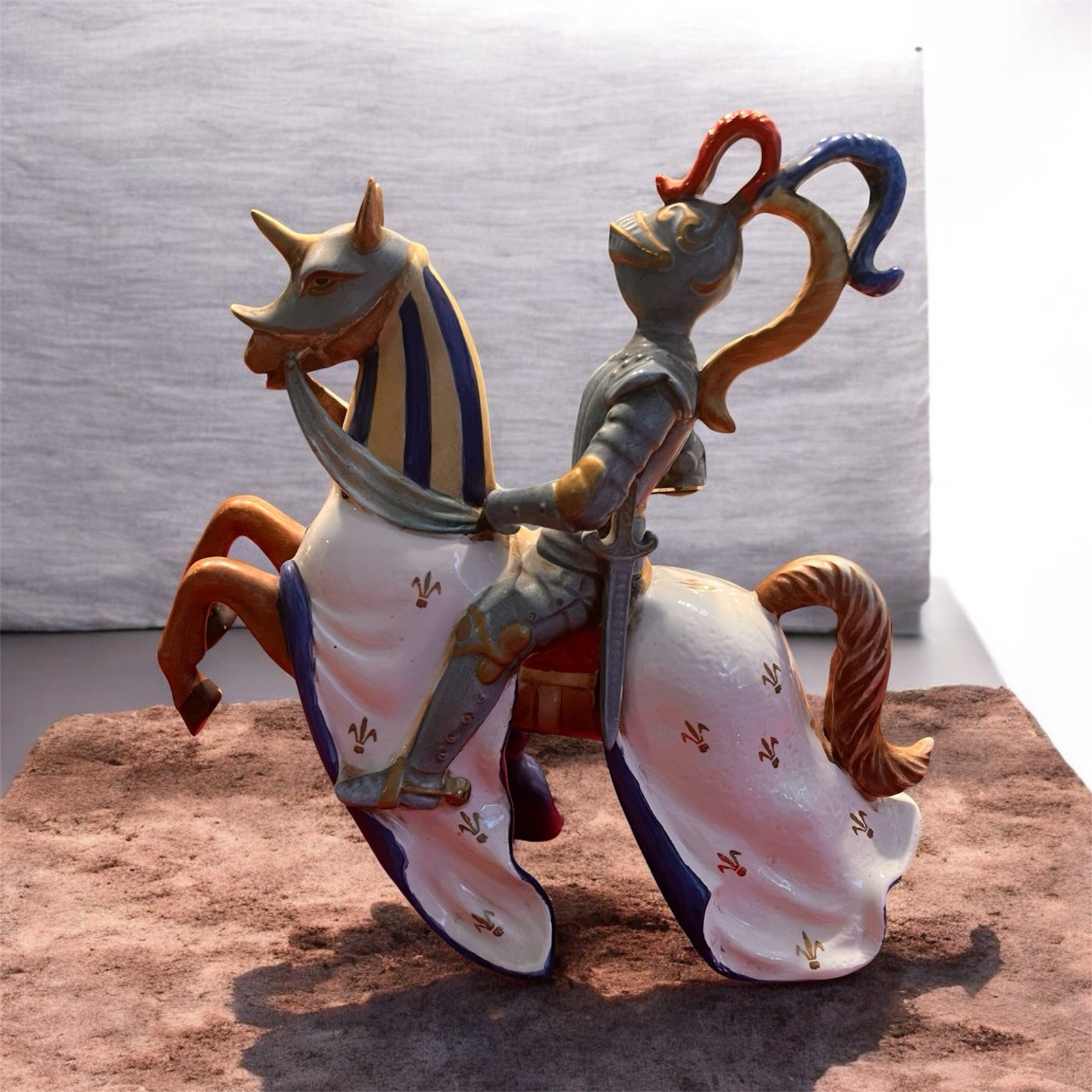 Vintage Ceramic Jousting MedievalKnight Figurines, a Pair