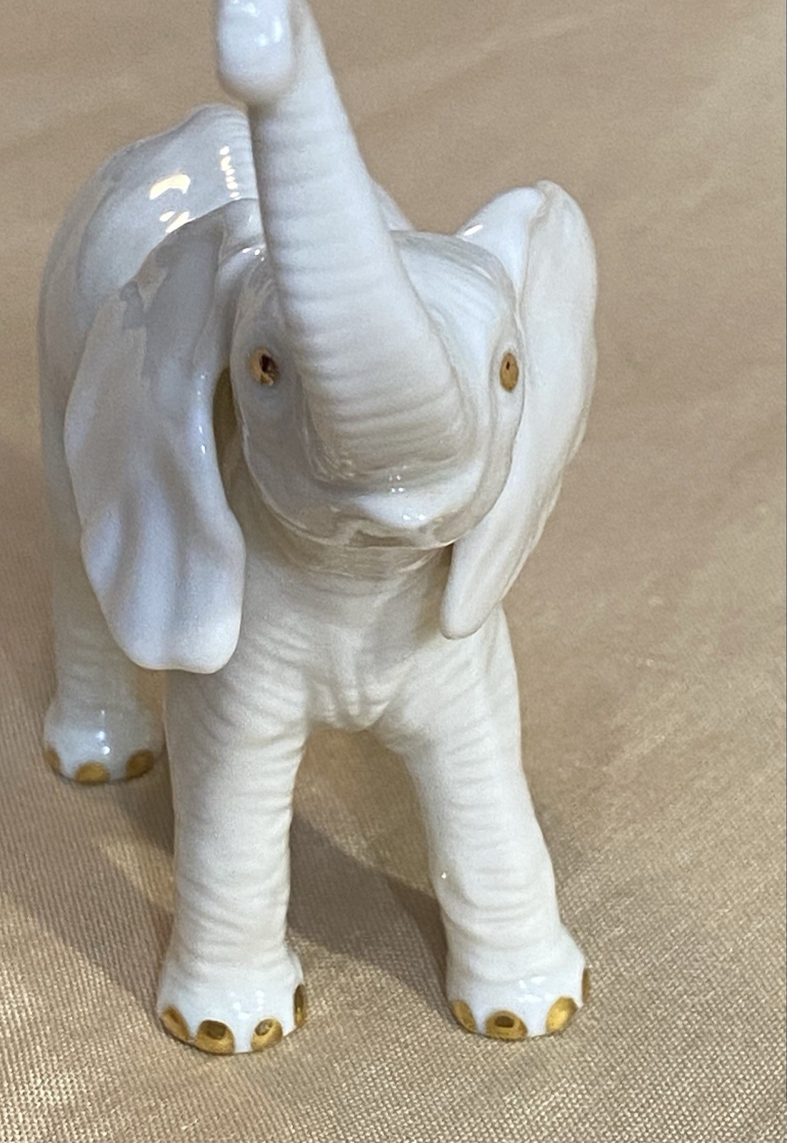 Lenox Elephant Standing Handcrafted 24k Gold Accents Very Detailed Ivory White