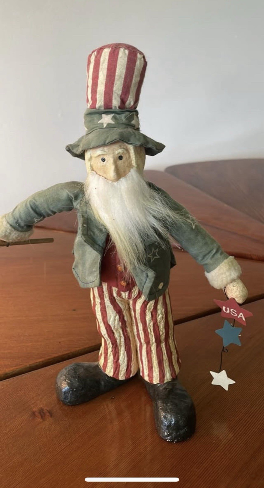 Vintage Uncle Sam Figure Folk Art USA American Decor Patriotic