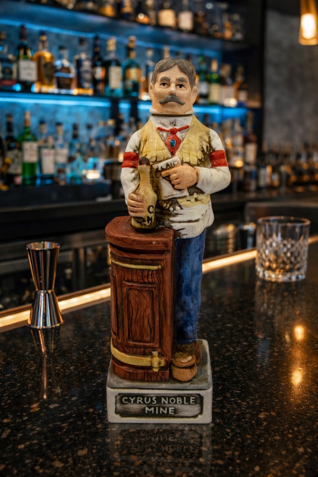 Cyrus Noble Mine Commemorative Bartender Figurine, Haas Bros. Gold Mine Series