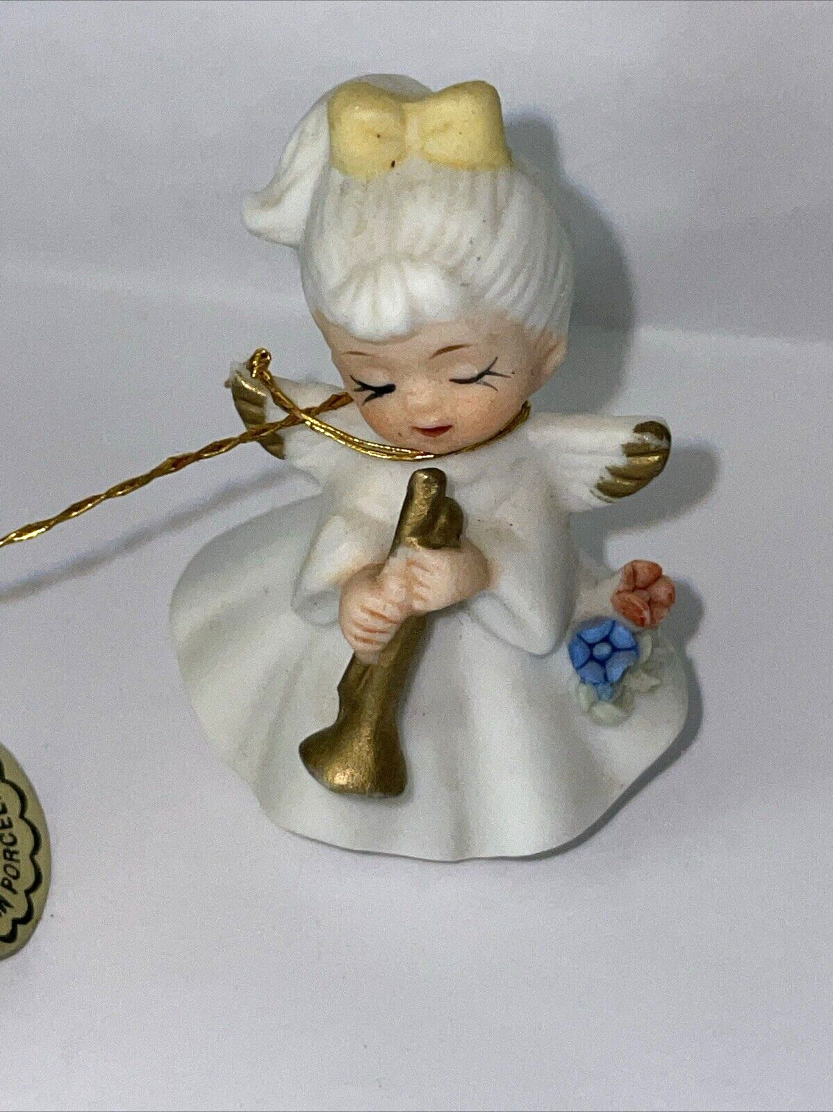 Miniature Musical Angel of the Month May Birthday Trumpet Porcelain Ware 2″ Tall