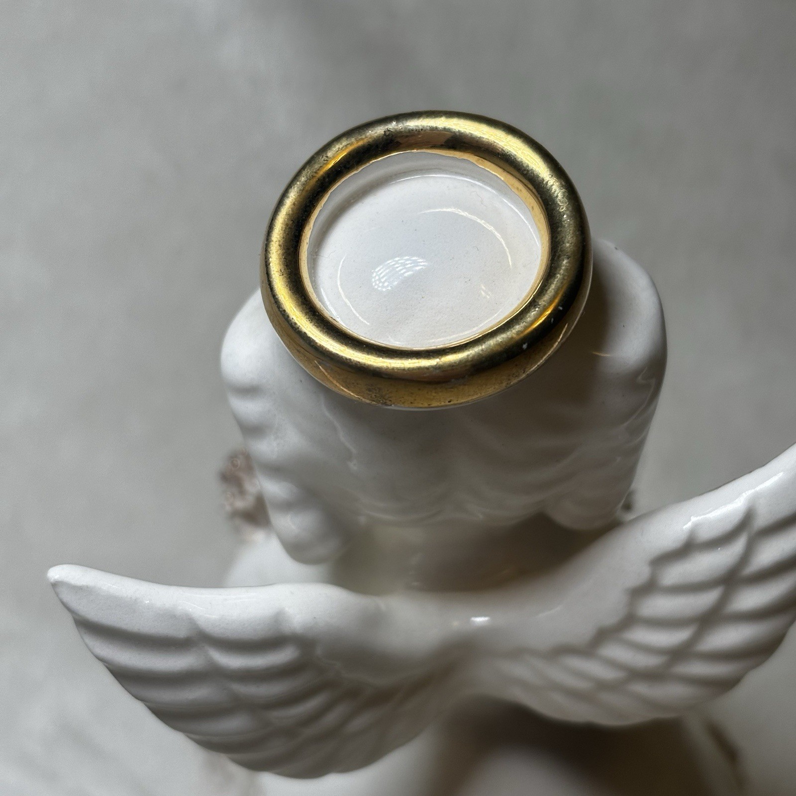 Vintage Napco Girl Angel March Birthday 1294 Japan Figurine Spaghetti Glass