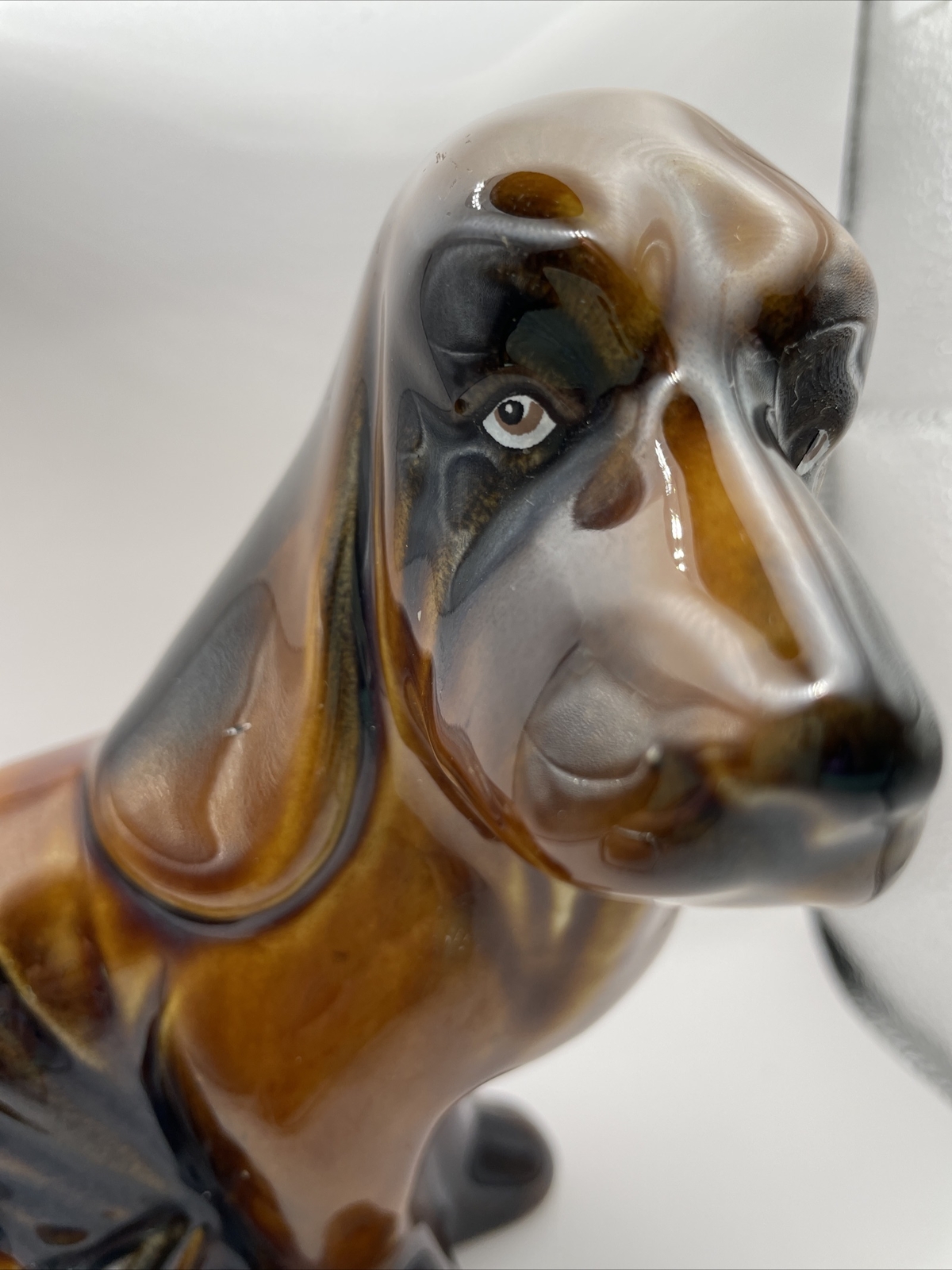 Vintage Handcrafted Ceramic Made in Brazil Bloodhound/ Bassett Hound Figurine