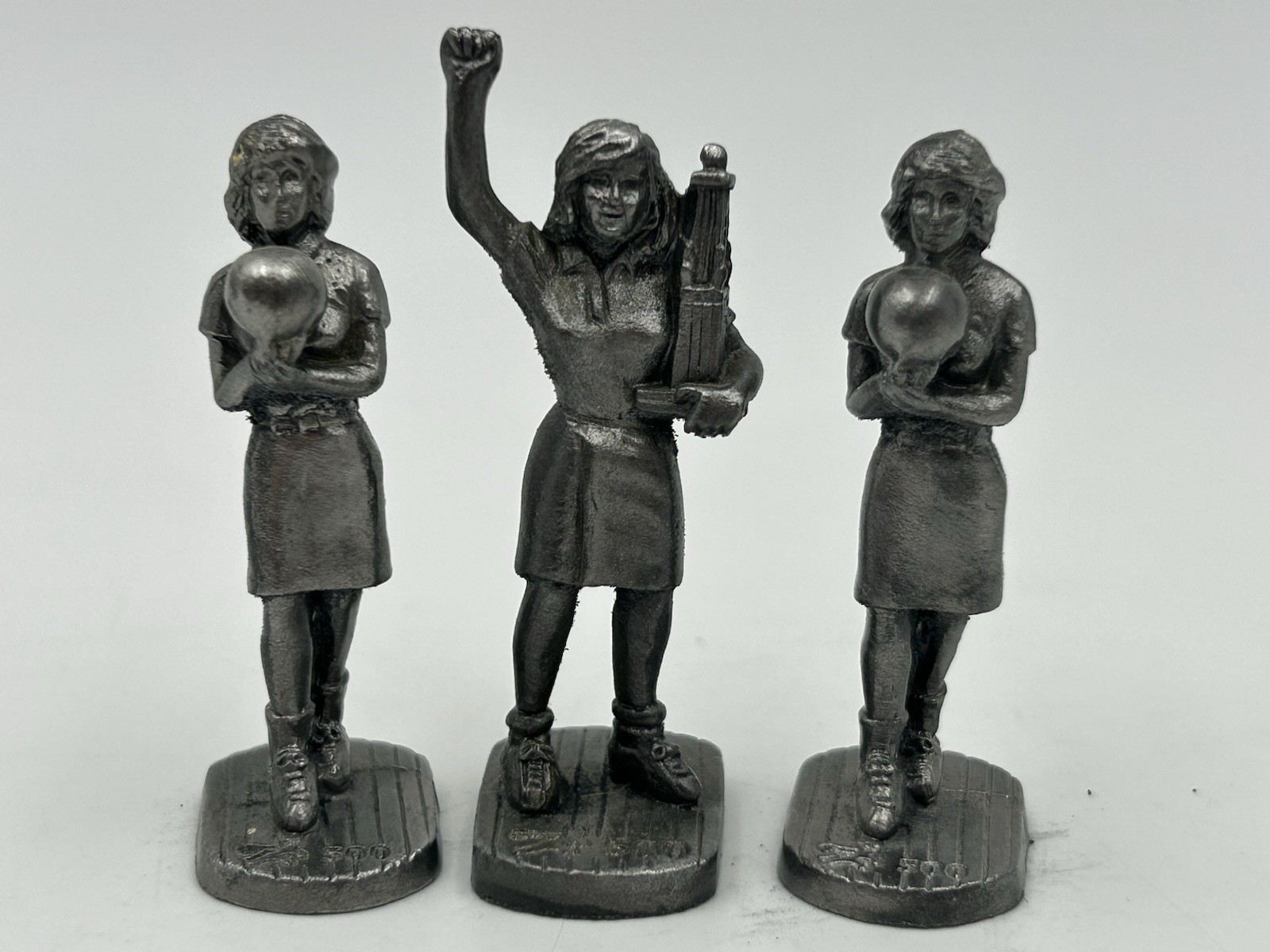 1980’s Brunswick 500 Pewter 2″ Figurines Bowling (Lot of 3)