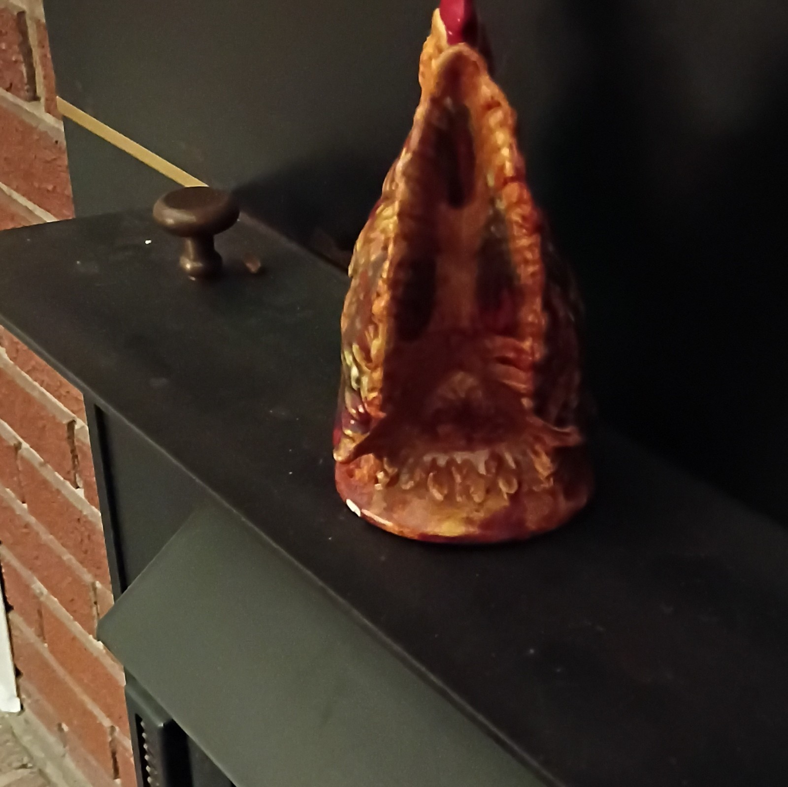 Ceramic Rooster Figurine Glazed Multicolor, small chip in back