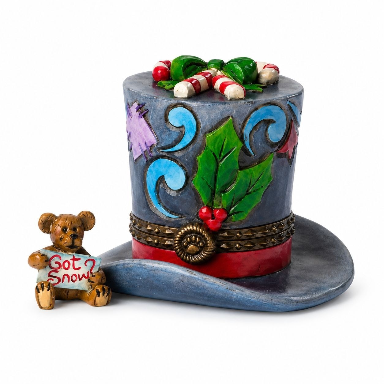 Jim Shore and Boyds Bears Christmas Klondike’s Top Hat with Holly Treasure Box