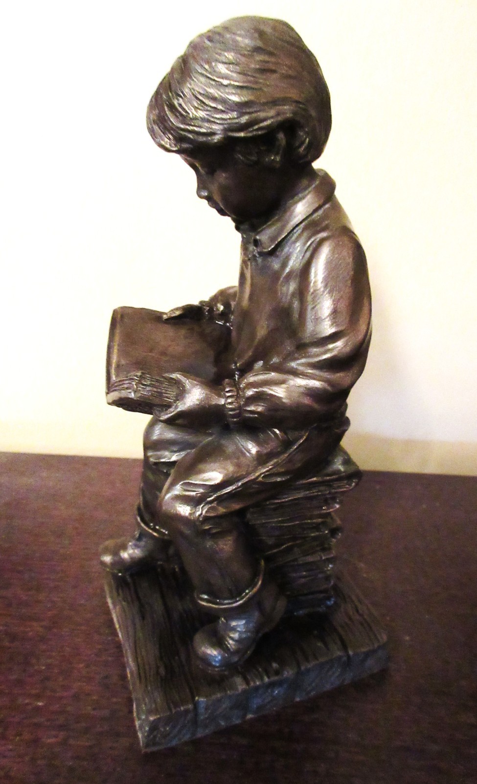 Boy Reading Book While Sitting on Stacked Books Figurine 6.5” Ireland No Box