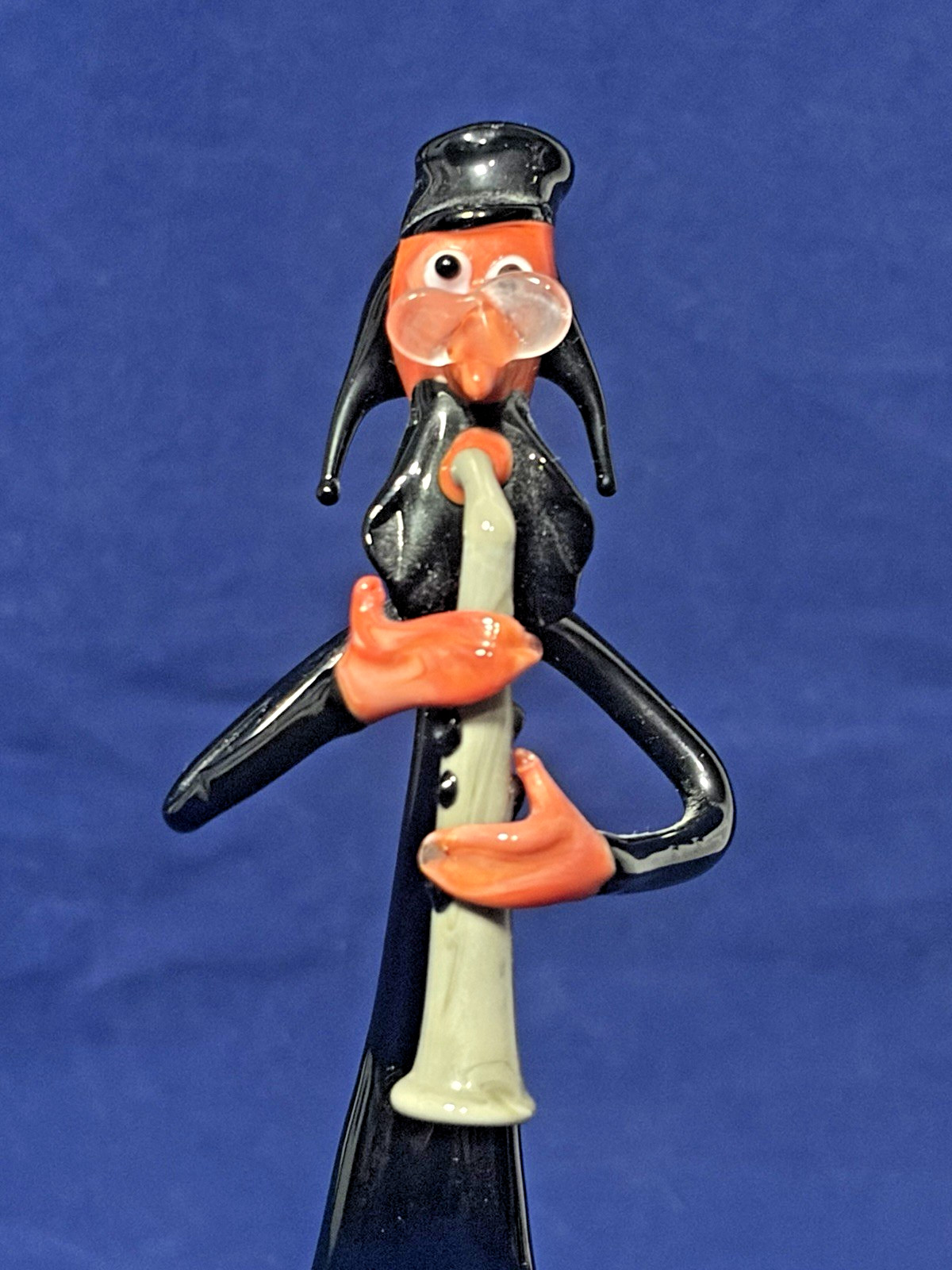 Vintage Murano Judaica Jewish Musician Playing Shofar Art Glass Figurine 6.5″