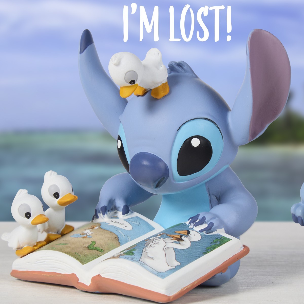 ❦ New PRECIOUS MOMENTS Disney Figurine STITCH STORYBOOK Ugly Duckling I’m Lost