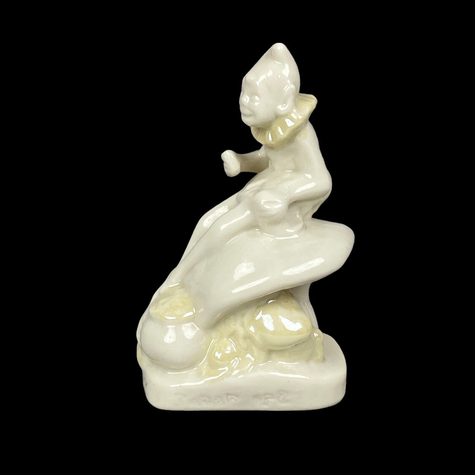 Unique Belleek Irish Porcelain Figurine Depicting an Elf on Mushrooms 5.25″ Tall