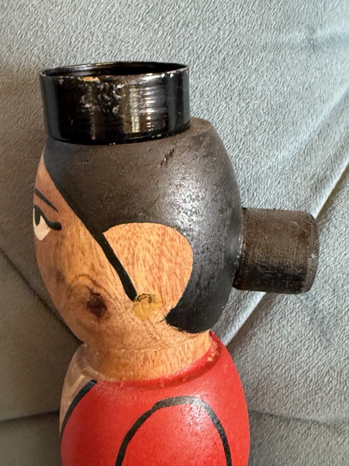 Primitive Wood ethnic peg Doll W/ Tea Lite Holder Hand Painted Collectible