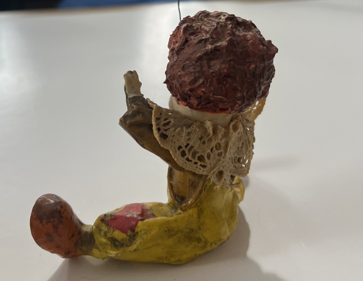 Vtg Handmade Clown Figurine Papier Mache Balloon Folk Art Multicolor Face