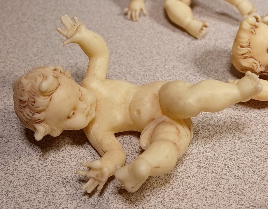 Vintage Tumbling Cherub Angels Figure Italy Plastic Lot Of 6