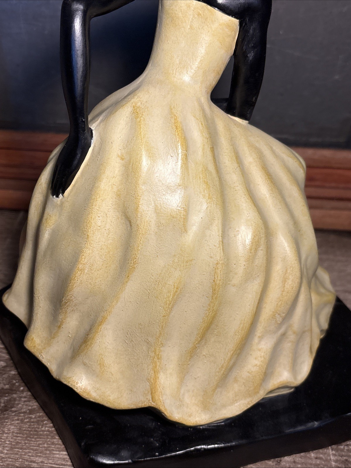 Vintage Art Deco Style Seated Lady Resin Sculpture Elegant Woman Ivory Black