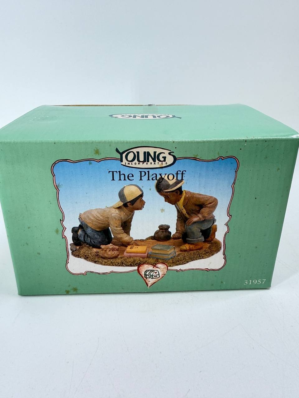 Young’s The Playoff Figurine 1997 Resin Boys Playing Marbles #31957 New Box
