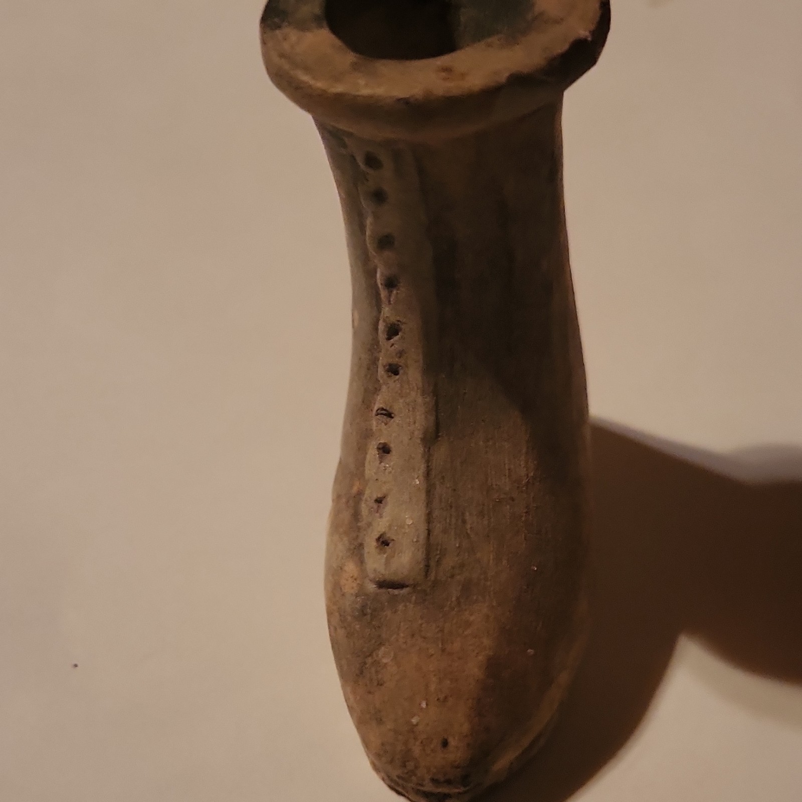 Small Ceramic Boot Figurine Brown Beige Decorative Collectible Sculpture