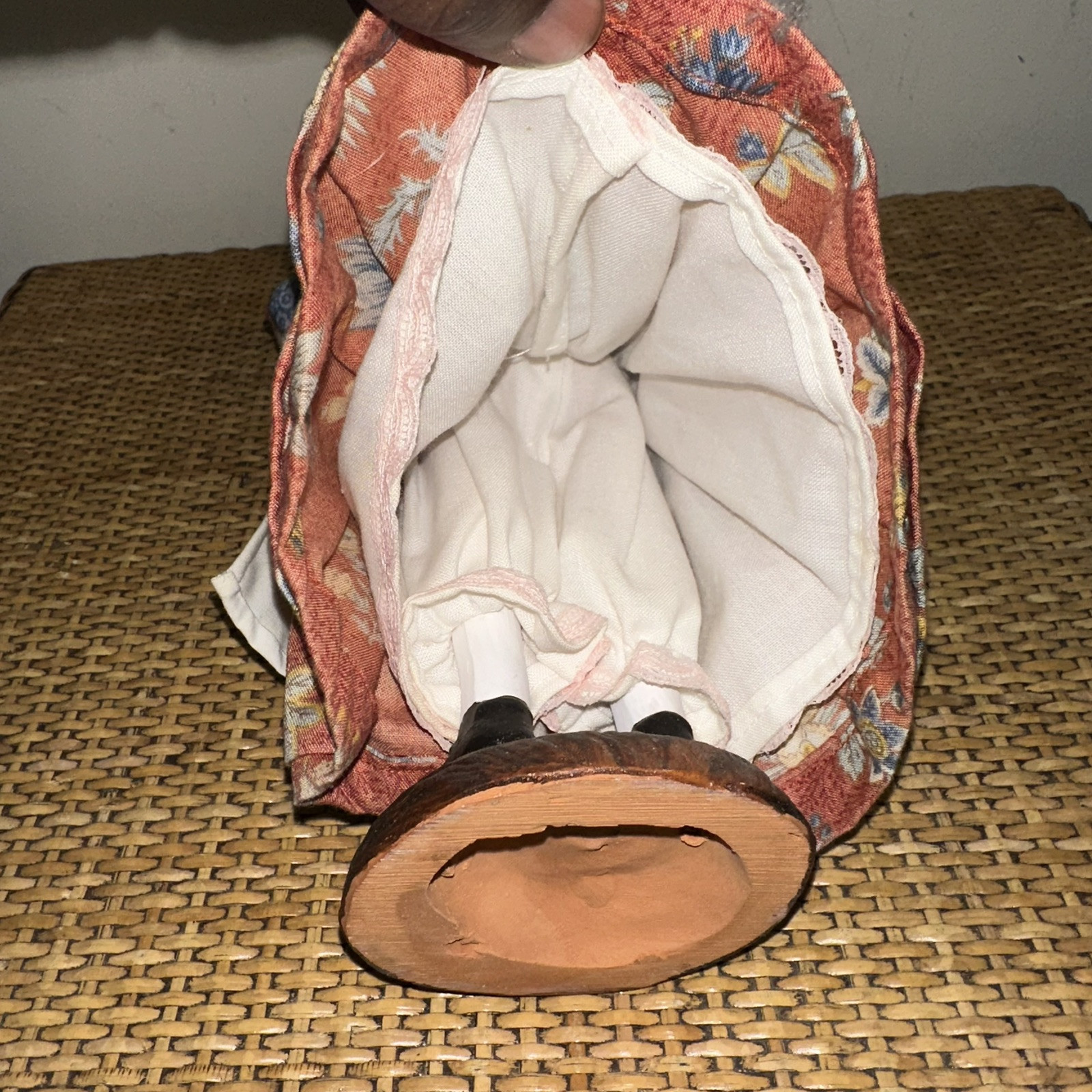 VTG S. Peirano French Folk Art Terra Cotta Clay Woman Figurine Signed 10.3″ Tall
