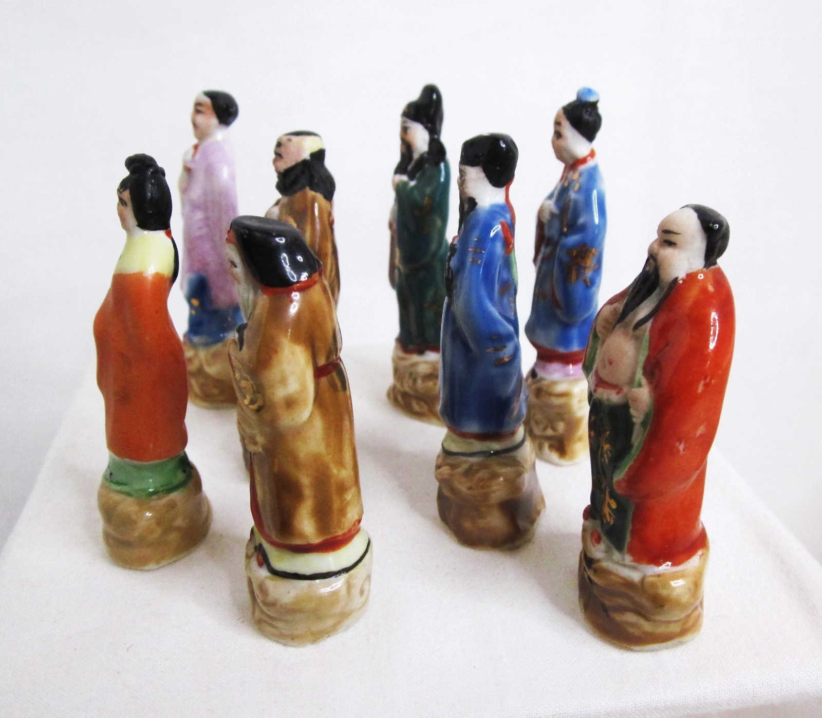 Lot of 8 Asian 2 1/2″ Figures Porcelain/Biscuit Characters China/Japan