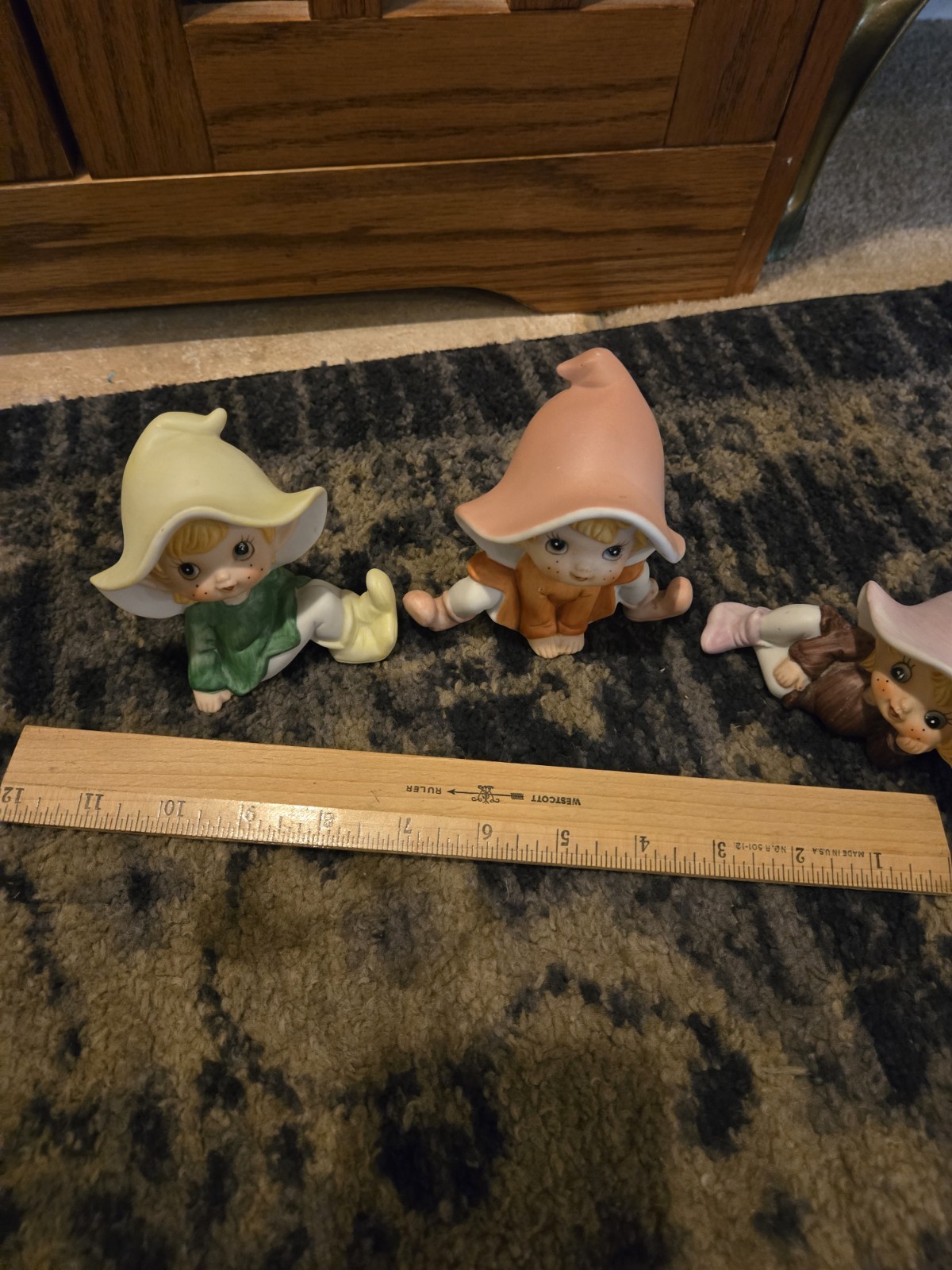 Homco Pixie Elf Elves Set of 3 Figurines Porcelain Vintage #5213