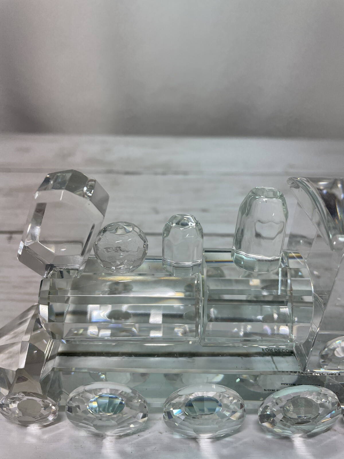 Crystal Locomotive, Cut Glass Figurine, 6.5″ long, 3″ tall, 1 lb. 4 oz. NEW