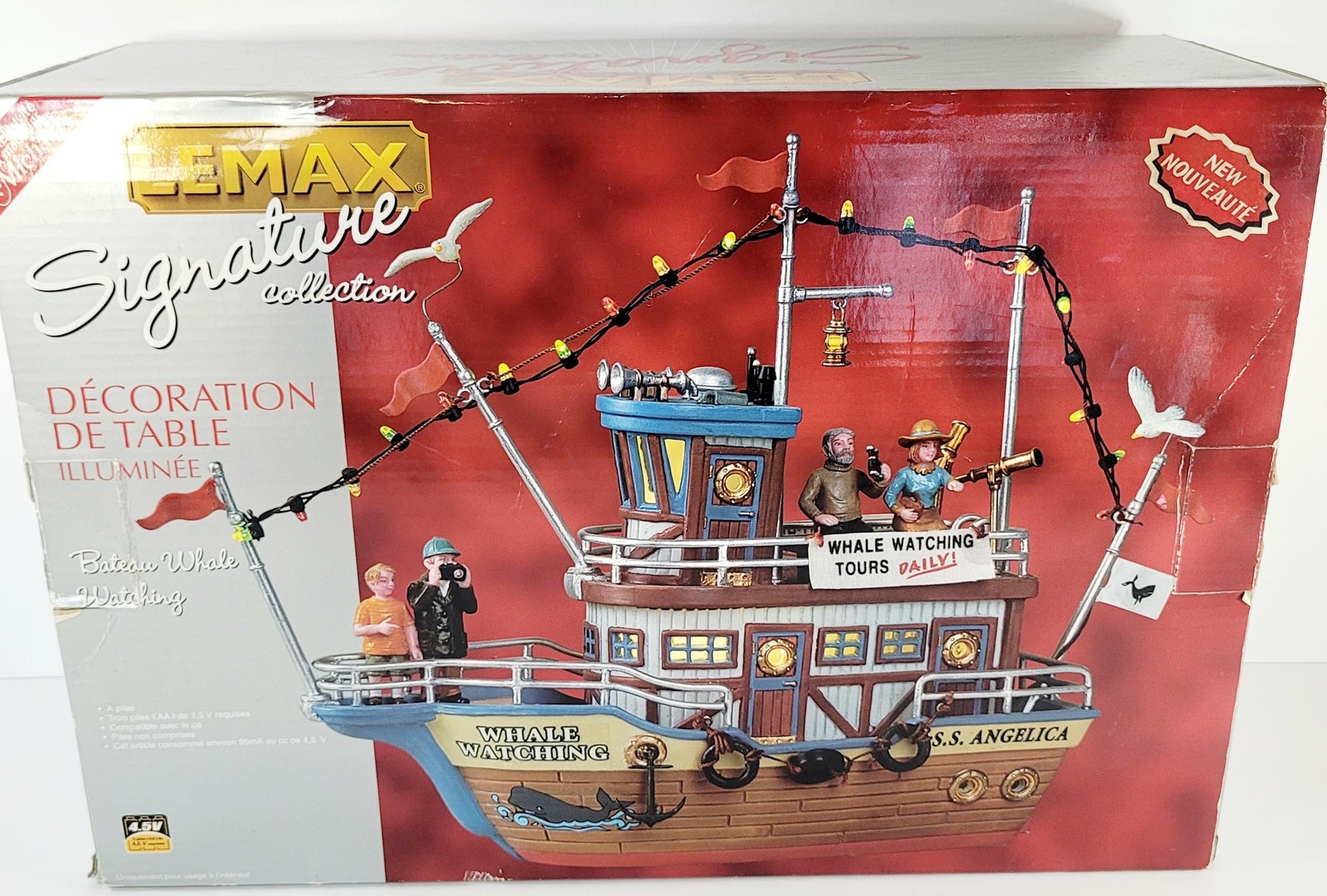 Lemax Signature Whale Watching Boat Lighted Nautical Figurine Medium Resin
