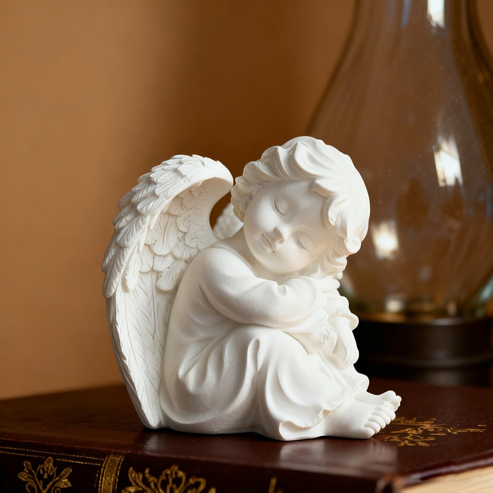Little Angel Statue Figurine, Resin Cherub Statue Sleeping Angle Sculpture, R