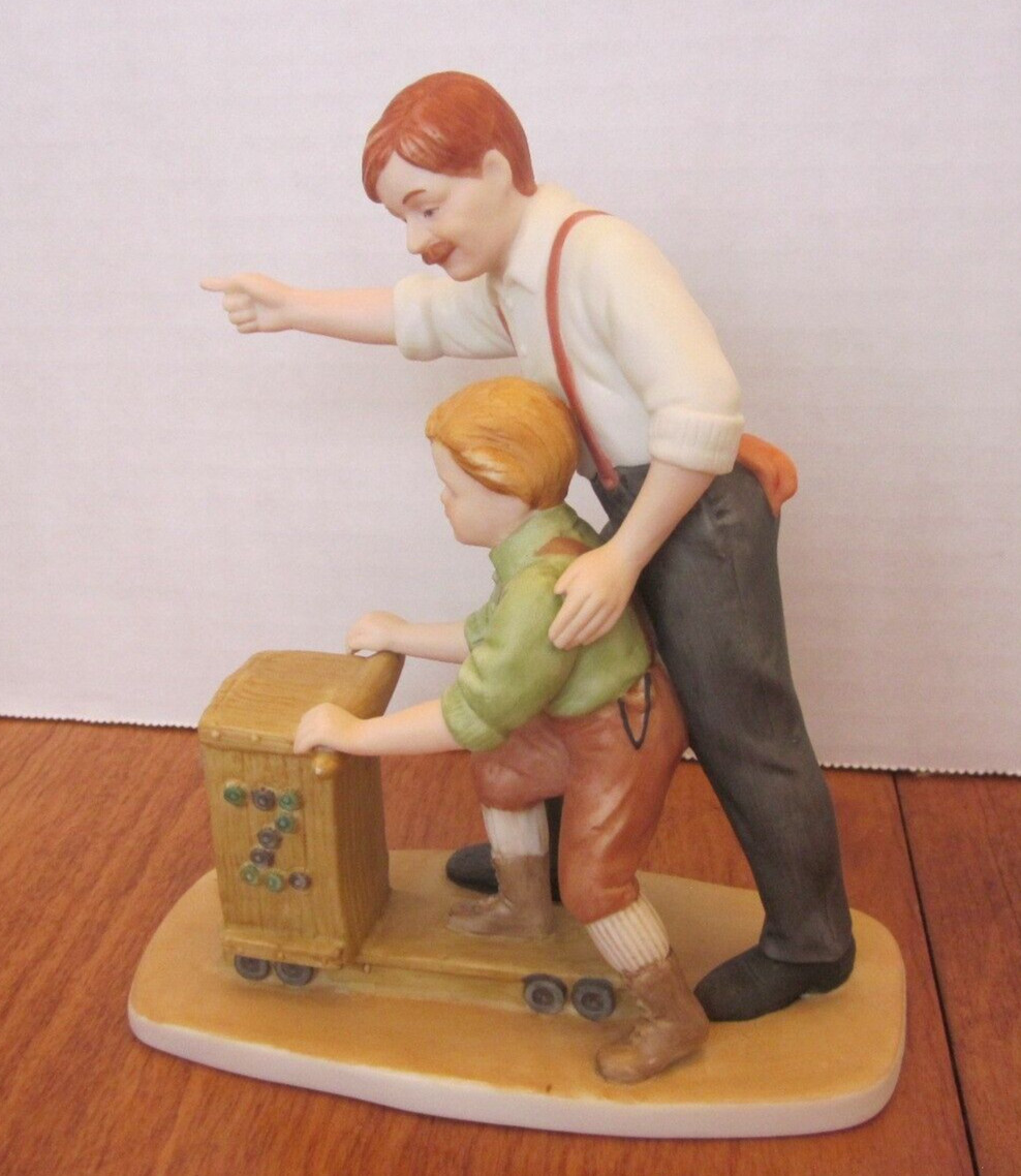 ENESCO 1987 Father & Son Series “A Little Guidance” Figurine, Original Box, COA