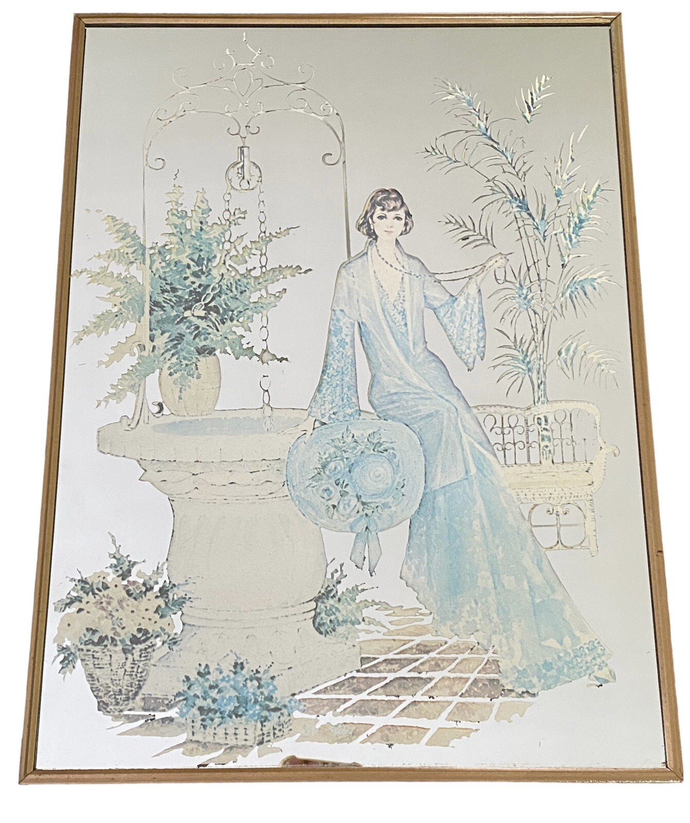 Vintage Coby Victorian Lady Decorative Mirror Picture 11 x 15”