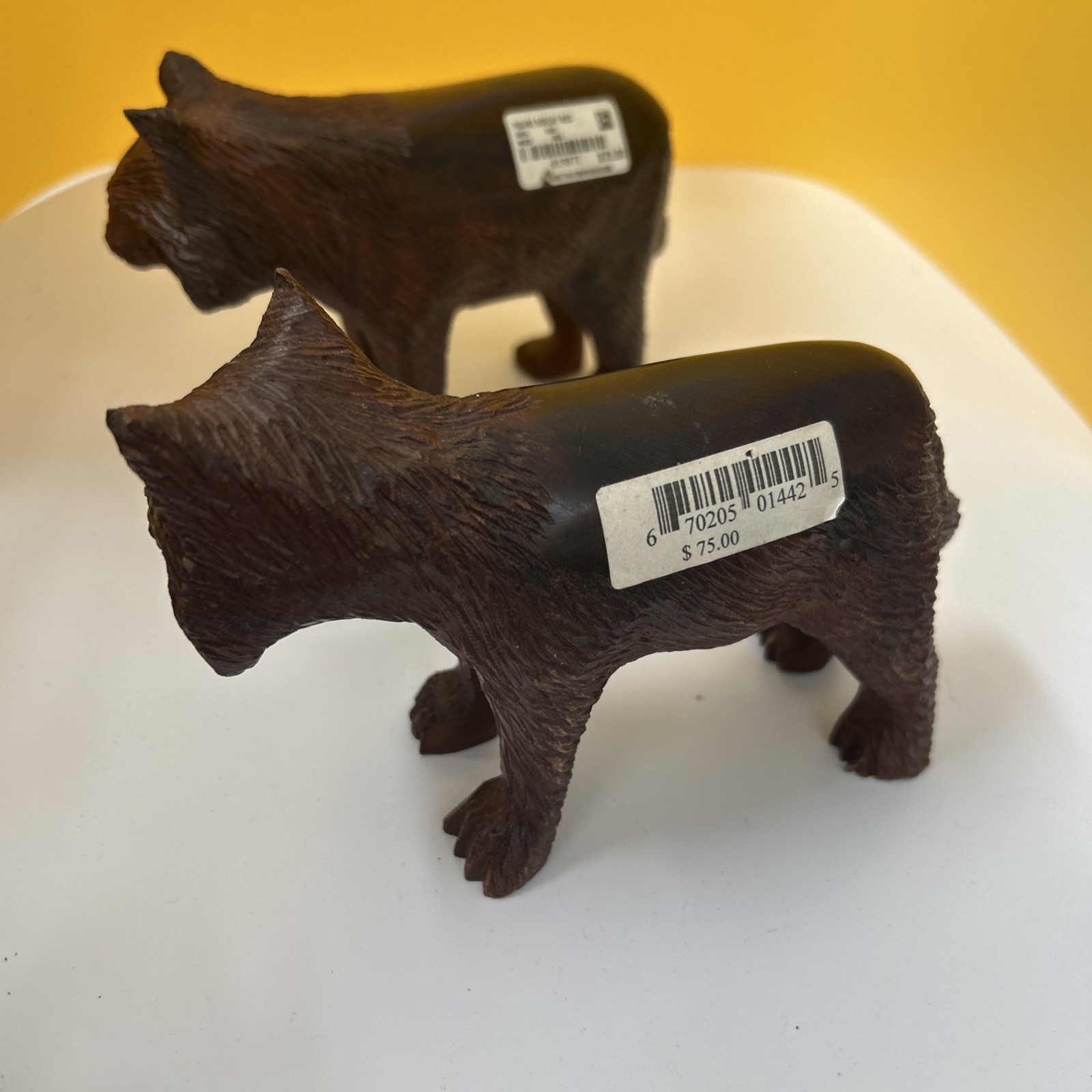 Bobcat Figurines Hand Carved Med Wood Sculptures By Earthwood! 4 X 7”