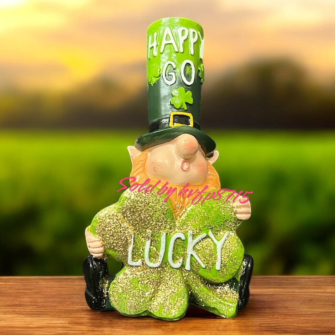 St Patrick’s Day Leprechaun with glitter shamrock Happy Go Lucky, New