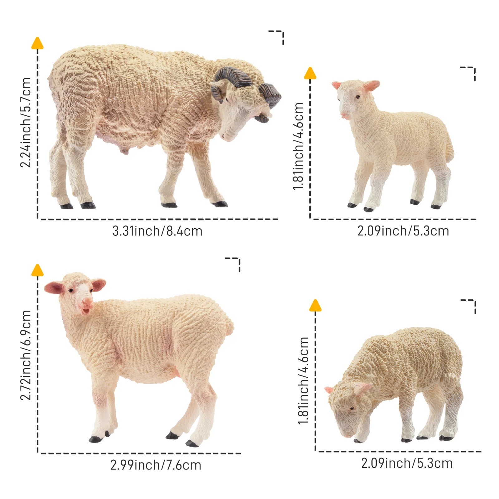 Toymany 8-pcs Merino Sheep Animal Figurine, Collectible Hand-painted Toy Set
